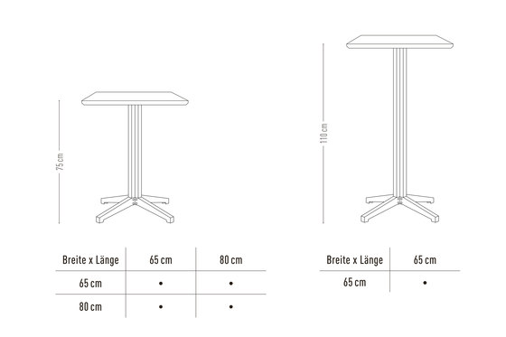 Te | bistro bar table, square | Standing tables | Jan Cray