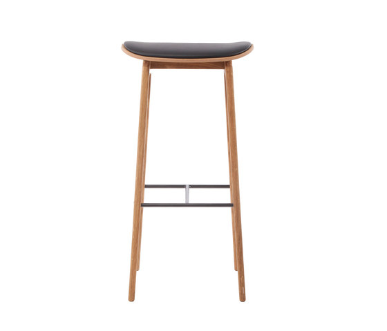 NY11 Bar Chair, Natural - Premium Leather Black, High 75 cm | Barhocker | NORR11