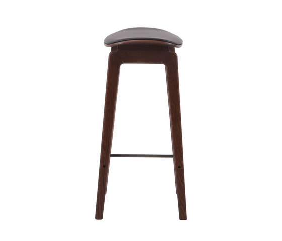 NY11 Bar Chair, Dark Stained - Premium Leather Black, High 75 cm | Barhocker | NORR11
