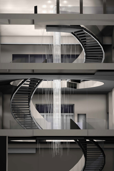 Bespoke Chandelier Staircase "Crystal Rain" | Suspensions | Windfall