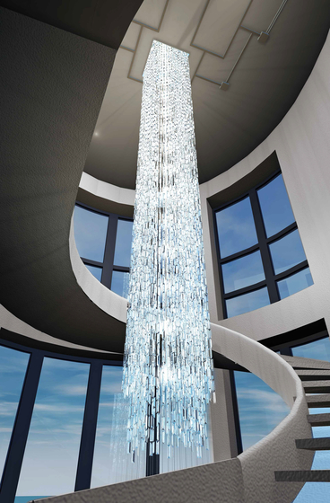 Bespoke Chandelier Staircase "Crystal Rain" | Suspensions | Windfall