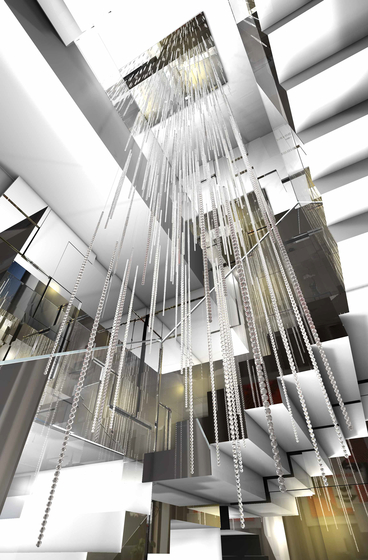 Bespoke Chandelier Staircase "Crystal Rain" | Suspended lights | Windfall