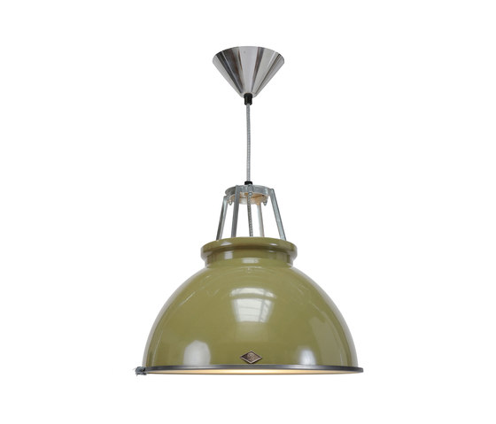 Titan Size 3 Pendant Light, Olive Green with Etched Glass | Suspensions | Original BTC