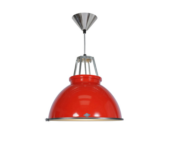 Titan Size 3 Pendant Light, Red with Etched Glass | Lámparas de suspensión | Original BTC