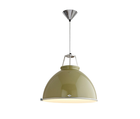 Titan Size 5 Pendant Light, Olive Green with Etched Glass | Lámparas de suspensión | Original BTC