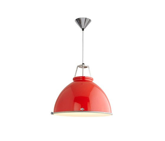 Titan Size 5 Pendant Light, Red with Etched Glass | Lámparas de suspensión | Original BTC