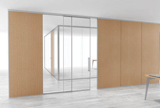 A65 Cloison en verre et bois avec porte coulissante |  | ALEA