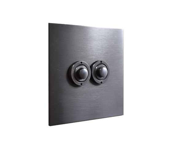 Antique Bronze two gang button dimmer | Interrupteurs à bouton poussoir | Forbes & Lomax