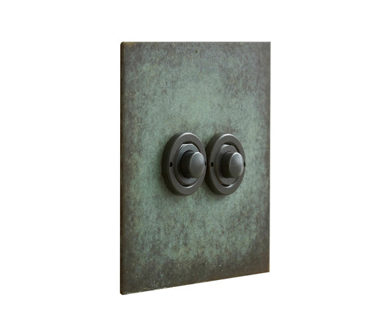 Verdigris two gang button dimmer | Interruptores pulsadores | Forbes & Lomax