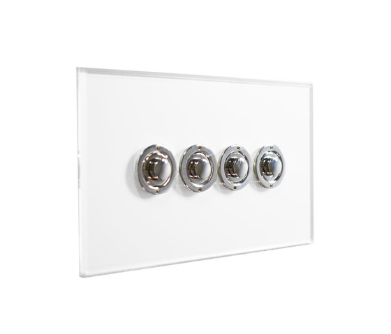 Invisible Lightswitch® with four gang Nickel button dimmer | Interrupteurs à bouton poussoir | Forbes & Lomax