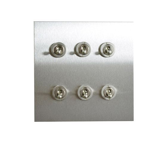 Stainless Steel six gang dolly switch | Interrupteurs à levier | Forbes & Lomax