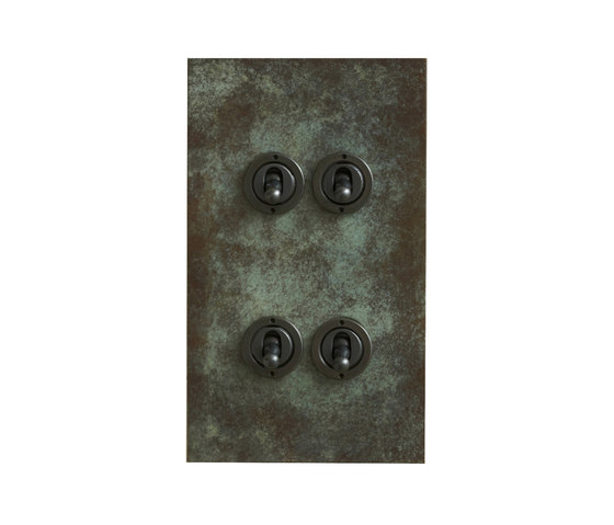Verdigris four gang vertical dolly switch | Toggle switches | Forbes & Lomax