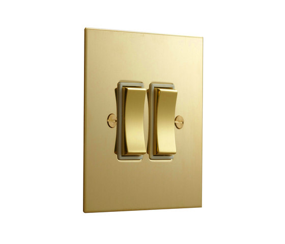 Unlacquered Brass two gang rocker switch | Interruttore bilanciere | Forbes & Lomax