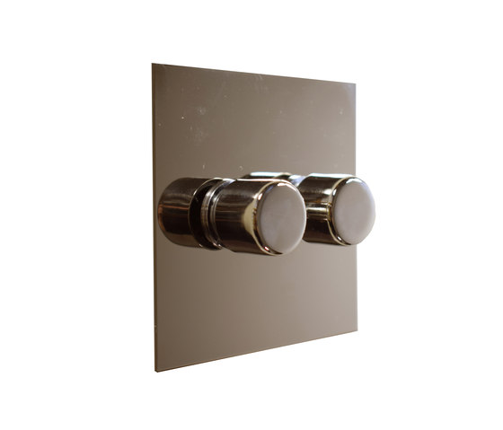 Nickel Silver two gang rotary dimmer | Interruptores rotatorios | Forbes & Lomax