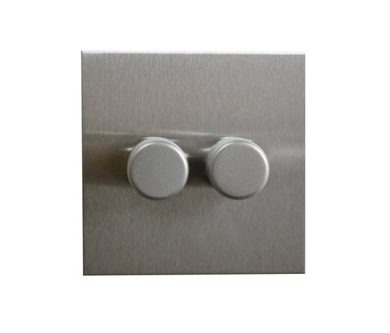 Stainless Steel two gang rotary dimmer | Interruptores rotatorios | Forbes & Lomax