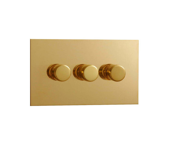 Unlacquered Brass three gang rotary dimmer | Drehschalter | Forbes & Lomax