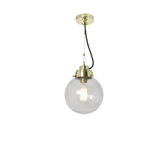 Small Globe, Clear Seedy and brass with black braided cable | Pendelleuchten | Original BTC