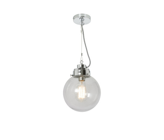 Small Globe, Clear Seedy and chrome with black & white braided cable | Suspended lights | Original BTC