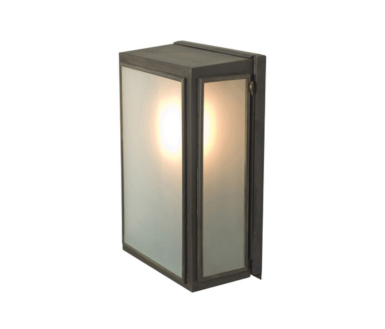 7641 Box Wall Light, External Glass, Small, Weathered Brass, Frosted | Wandleuchten | Original BTC