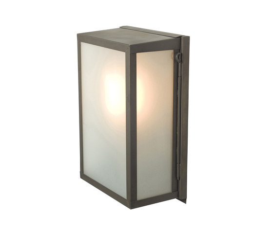 7644 Box Wall Light, Internally Glass, Small, Weathered Brass, Frosted | Wall lights | Original BTC