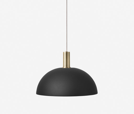 Socket Pendant Low - Brass | Dome Shade - Black | Suspended lights | ferm LIVING