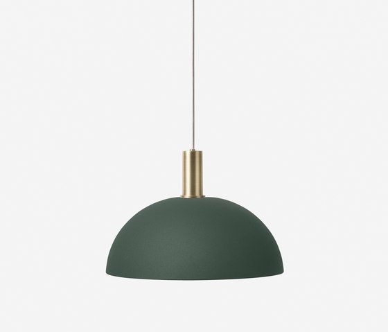 Socket Pendant Low - Brass | Dome Shade - Dark Green | Suspended lights | ferm LIVING