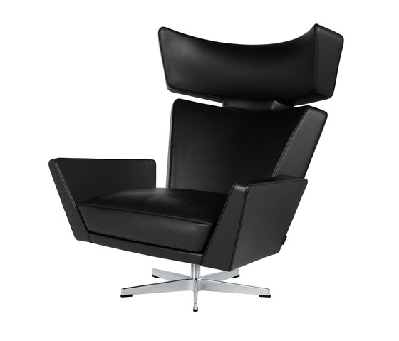 Oksen™ | Lounge chair | 4201 | leather | Satin polished aluminum base | Poltrone | Fritz Hansen