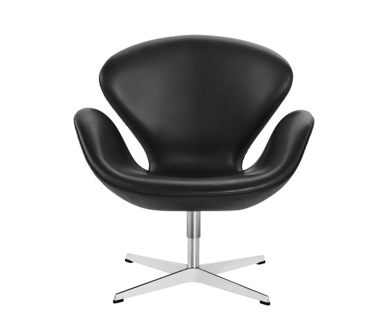Swan™ | Lounge chair | 3320 | Leather upholstred | Polished aluminum base | Poltrone | Fritz Hansen