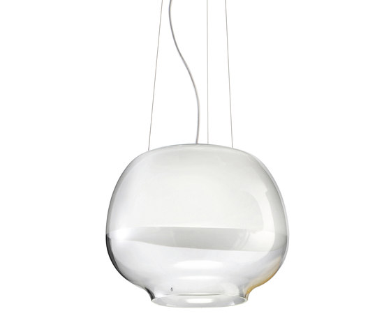 Mirage SP LED pendant light in white/crystal glass | Pendelleuchten | Vistosi