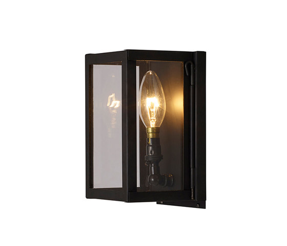 7643 Miniature Box Wall Light, Internally Glass, Weathered Brass, Clear | Appliques murales | Original BTC