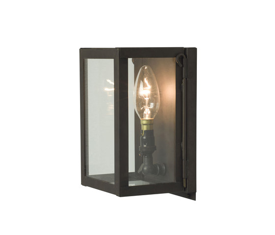 7643 Miniature Box Wall Light, Internally Glass, Weathered Brass, Clear | Lámparas de pared | Original BTC