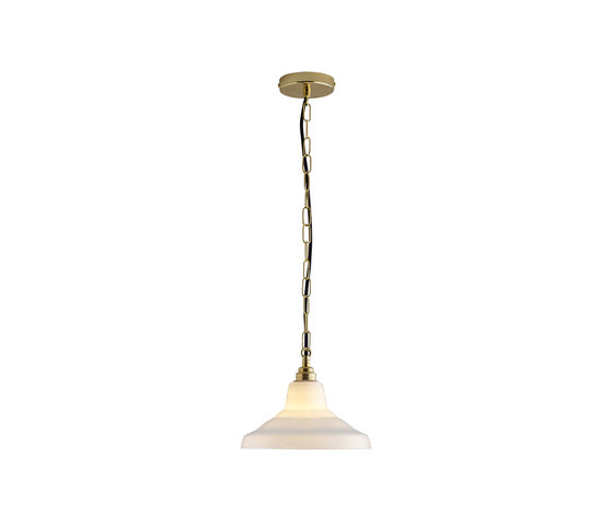 Glass School Pendant Light, Size 1, Opal and Brass | Suspended lights | Original BTC