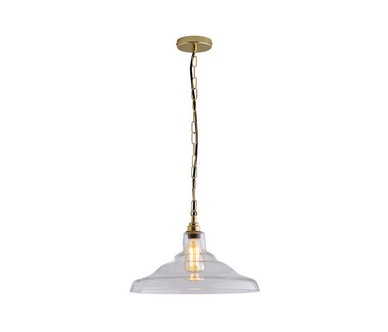 Glass School Pendant Light, Size 2, Clear and Brass | Lampade sospensione | Original BTC
