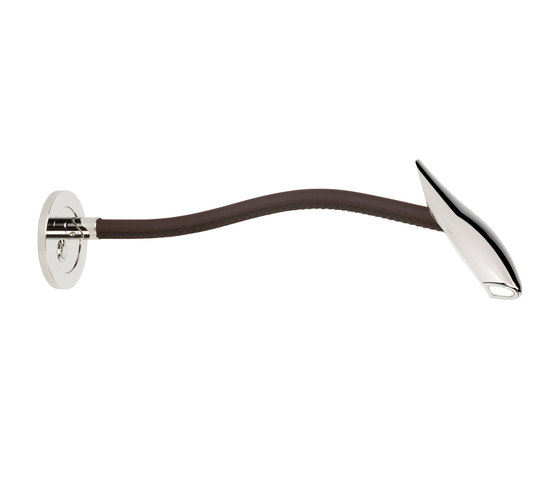 Maestro Escutcheon Light, polished nickel with chocolate brown leather | Appliques murales | Original BTC