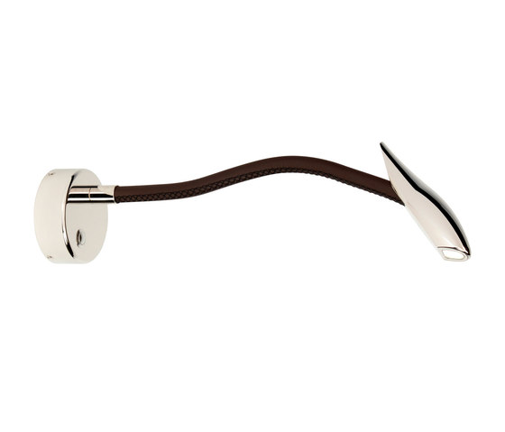 Maestro Wall Light, polished nickel with chocolate brown leather | Wall lights | Original BTC