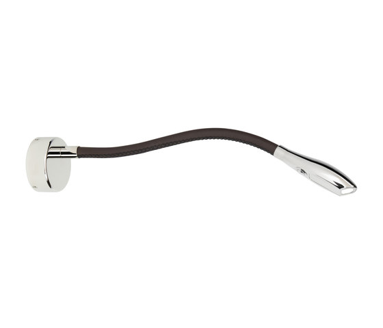 Zonda Wall Light, polished nickel with chocolate brown leather | Appliques murales | Original BTC