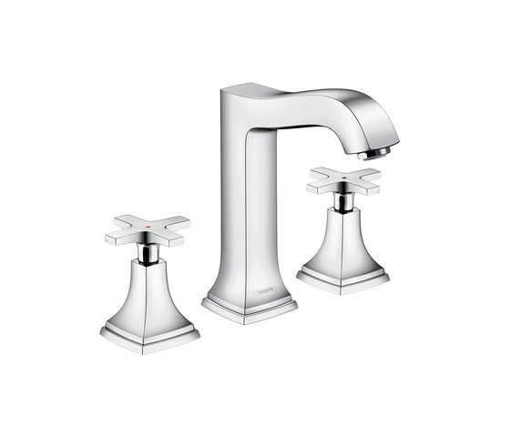 hansgrohe Metropol Classic 3-hole basin mixer 160 with cross handle, with pop-up waste set | Wash basin taps | Hansgrohe