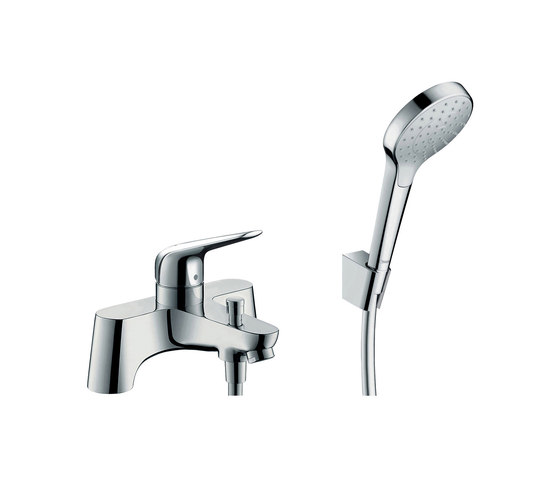 hansgrohe 2-hole rim mounted bath mixer with diverter valve and Croma Select 1jet hand shower | Robinetterie pour baignoire | Hansgrohe