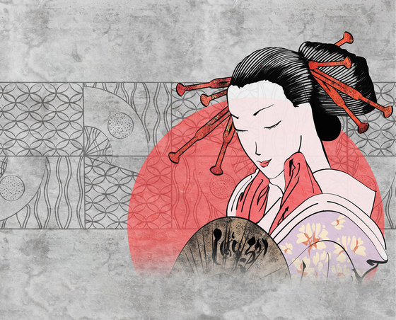 Geisha with a fan | Wall coverings / wallpapers | WallPepper/ Group