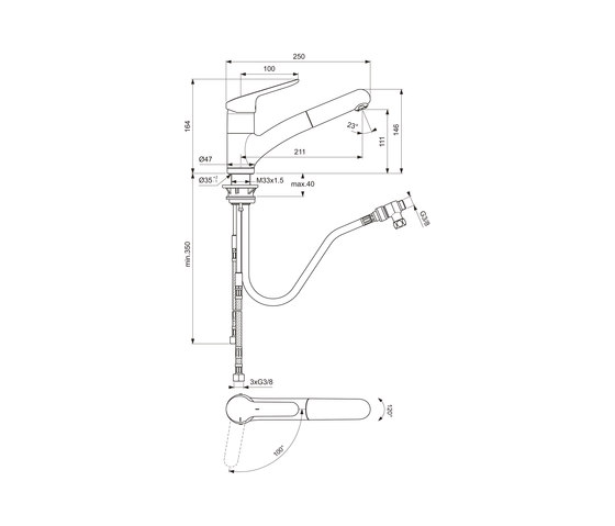 Ceraflex Küchenarmatur ND (Niederdruck) mit Handbrause | Küchenarmaturen | Ideal Standard