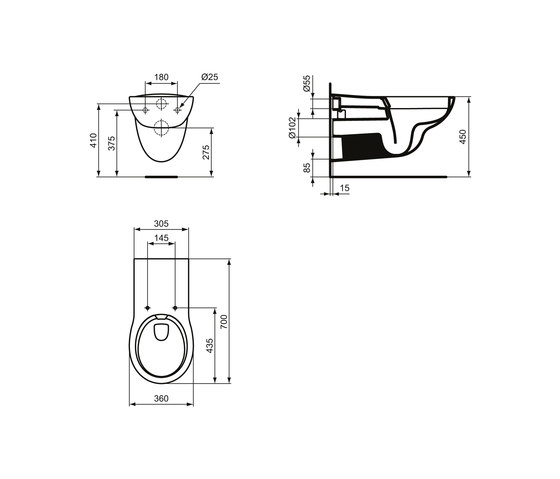 Contour 21 PLUS Wandtiefspül-WC 700 mm, ohne Spülrand | WC | Ideal Standard