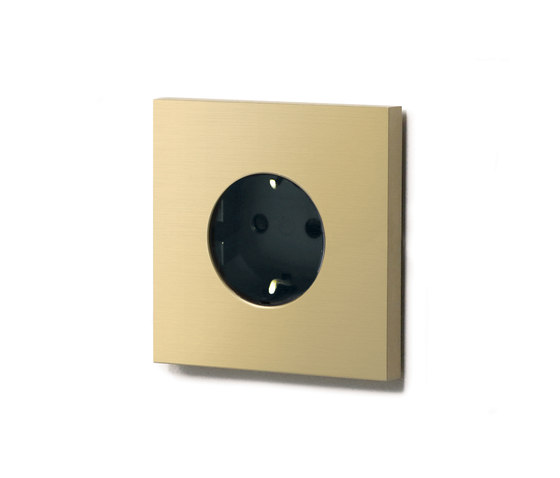 Power outlet - brushed brass - 1-gang | Prese Schuko | Basalte