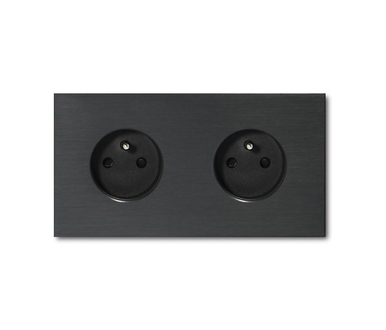 Power outlet - brushed dark grey - 2-gang | Schuko sockets | Basalte