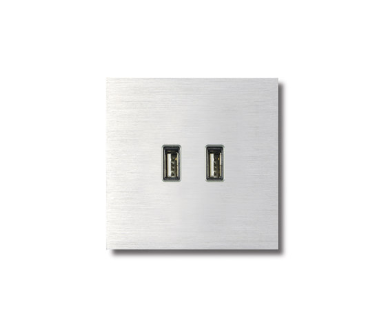 USB outlet - brushed aluminium by Basalte | USB power sockets