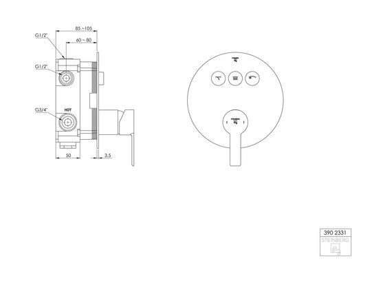 390 2331 concealed single lever ¾“ | Shower controls | Steinberg