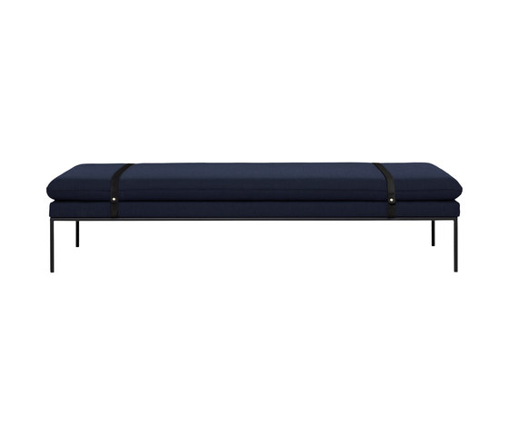 Turn Daybed - Fiord by Kvadrat - Solid Dark Blue - Black Leather Straps | Day beds / Lounger | ferm LIVING
