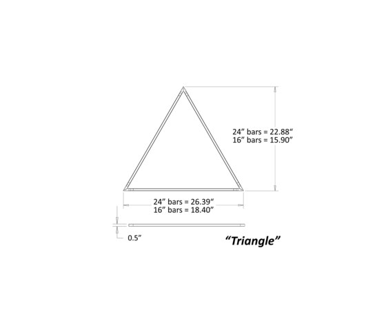 Z-Bar Pendant 16", Triangle, Matte Black, Canopy | Suspended lights | Koncept
