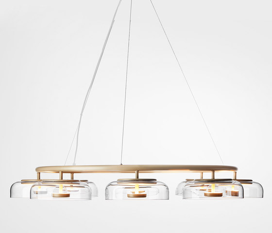 Blossi 8 chandelier in glass and golden finish metal | Lámparas de suspensión | Nuura