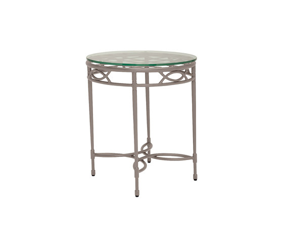 AMALFI WOVEN GLASS TOP SIDE TABLE ROUND 51 | Tables d'appoint | JANUS et Cie