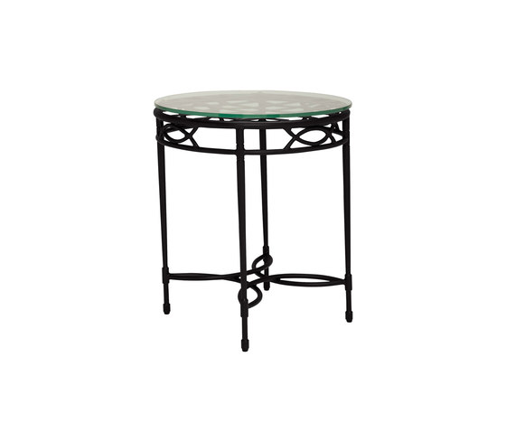 AMALFI WOVEN GLASS TOP SIDE TABLE ROUND 51 | Side tables | JANUS et Cie